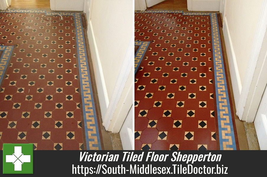 Victorian Tiled Floor Maintained in Shepperton Middlesex