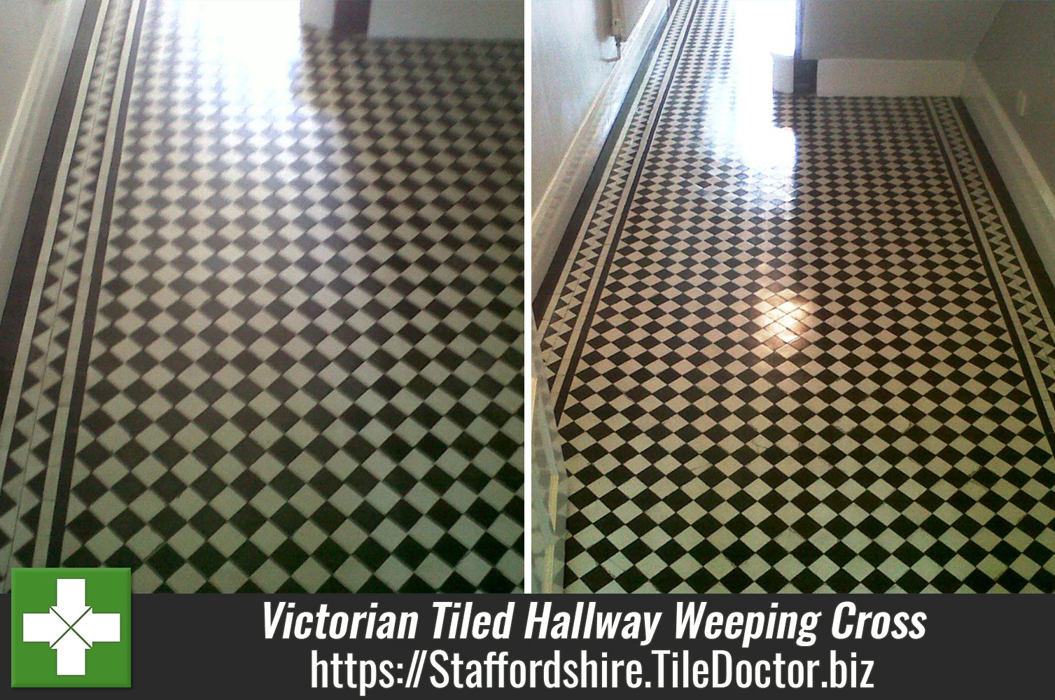 Victorian Tiled Hallway floor cleaning in Weeping Cross