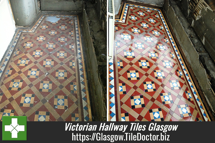 Victorian Hallway Tiles Cleaned and Sealed in Glasgow