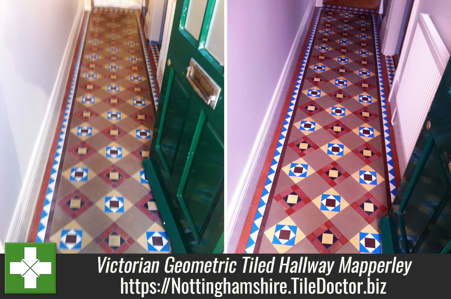 Victorian Geometric Tiled Hallway Floor Deep Cleaned in Mapperley