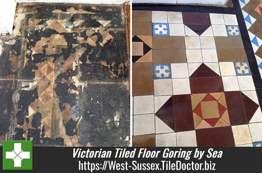 Victorian tiled floor restoration Goring by Sea
