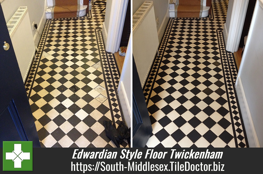 Edwardian Style Floor Cleaned and Repaired in Twickenham Middlesex
