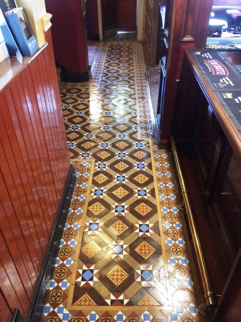 Victorian Tiled Public House Floor After Cleaning in Hinckley