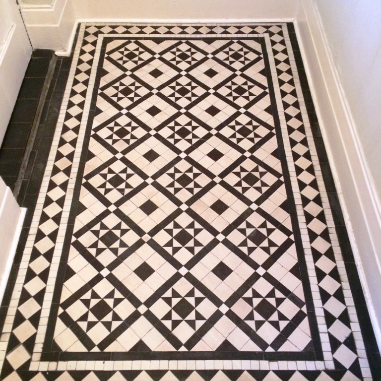 Victorian Black and White Tiles after cleaning and sealing Windermere