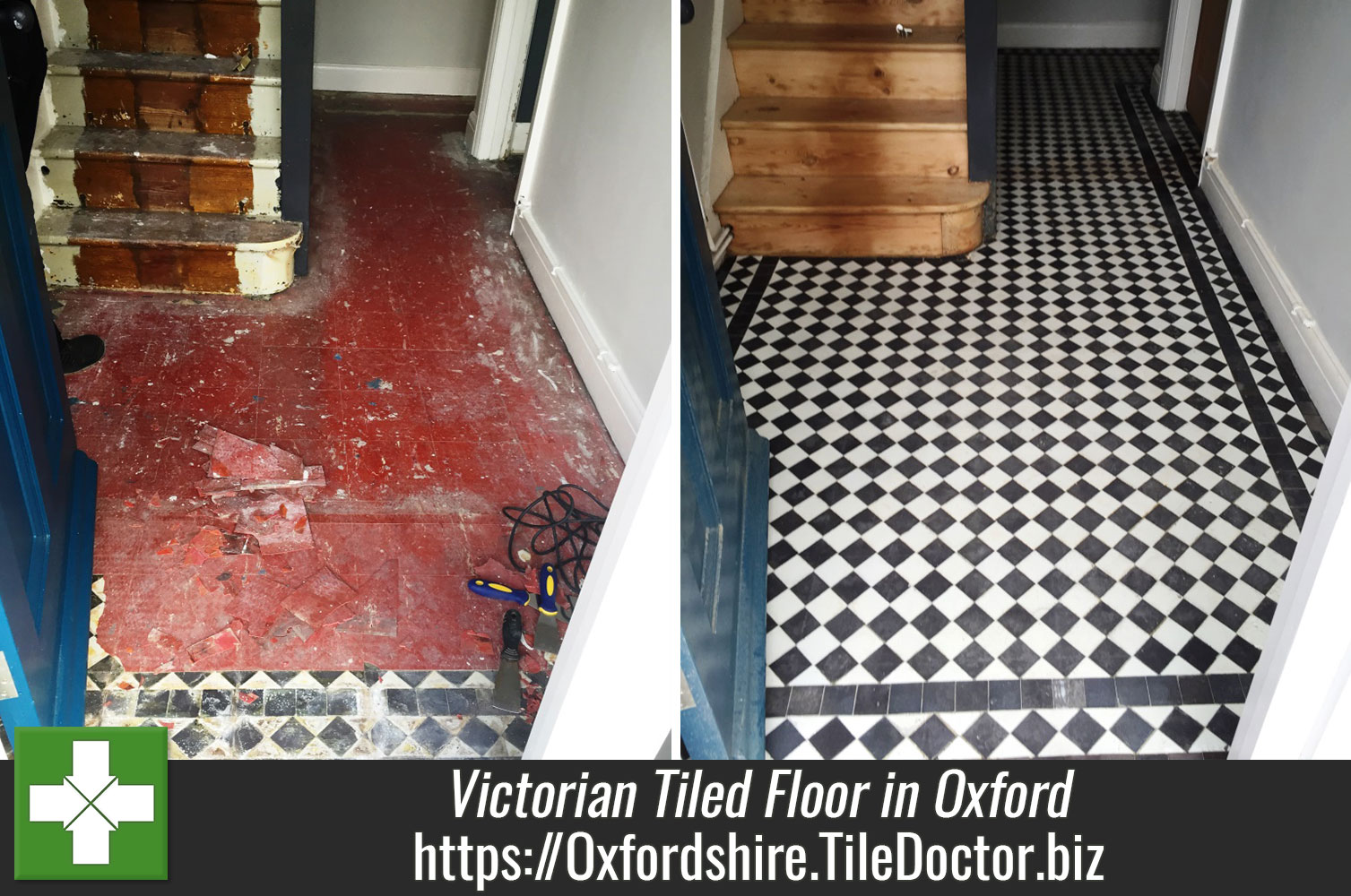 Full restoration of a Victorian tiled floor in Oxford