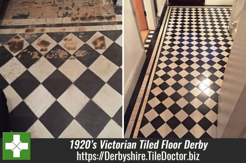 Fantastic 1920s Victorian Tiled Floor Unearthed and Restored in Derby