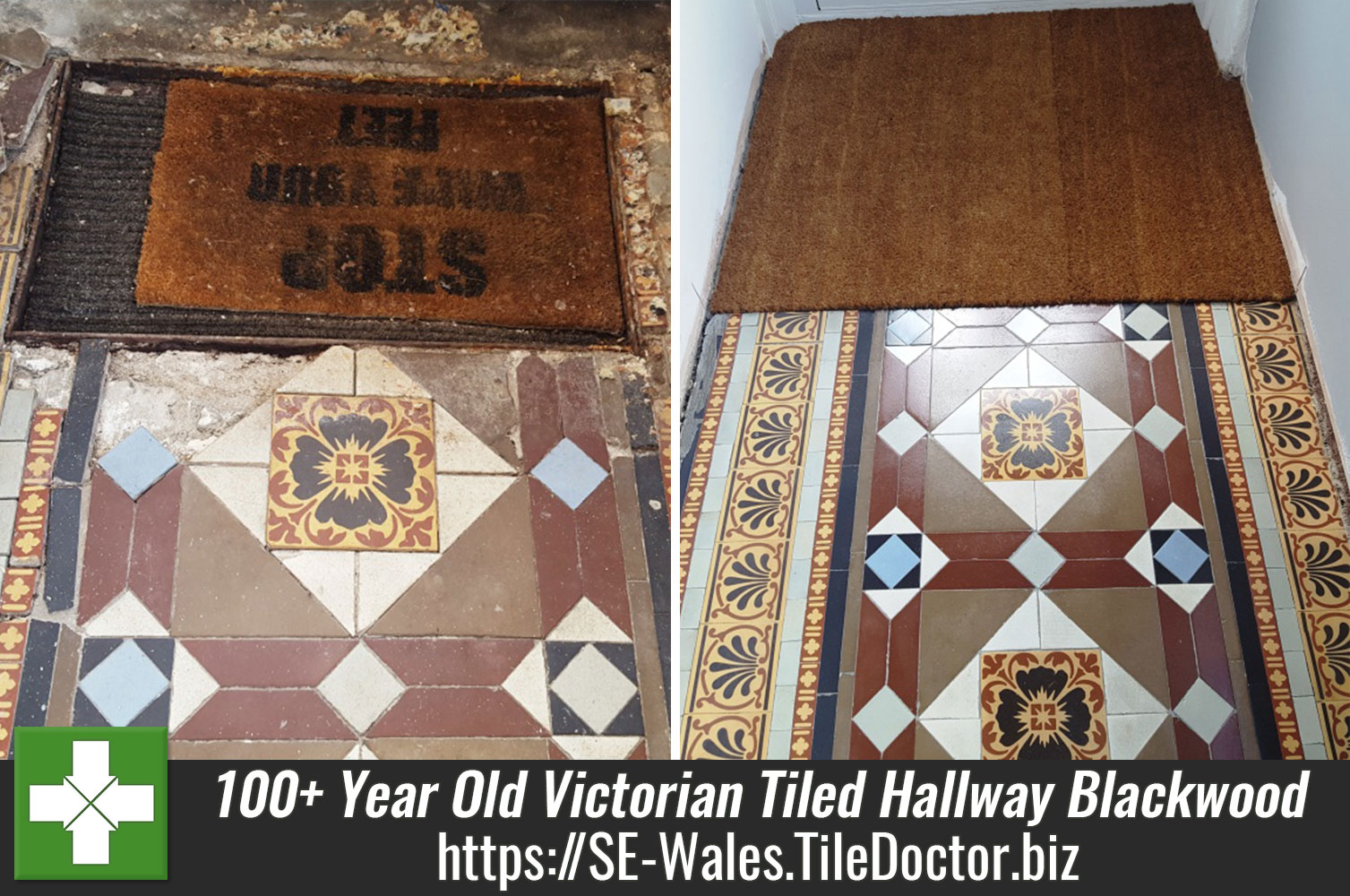 100-Year Old Victorian Tiled Hallway Restored to New in Blackwood