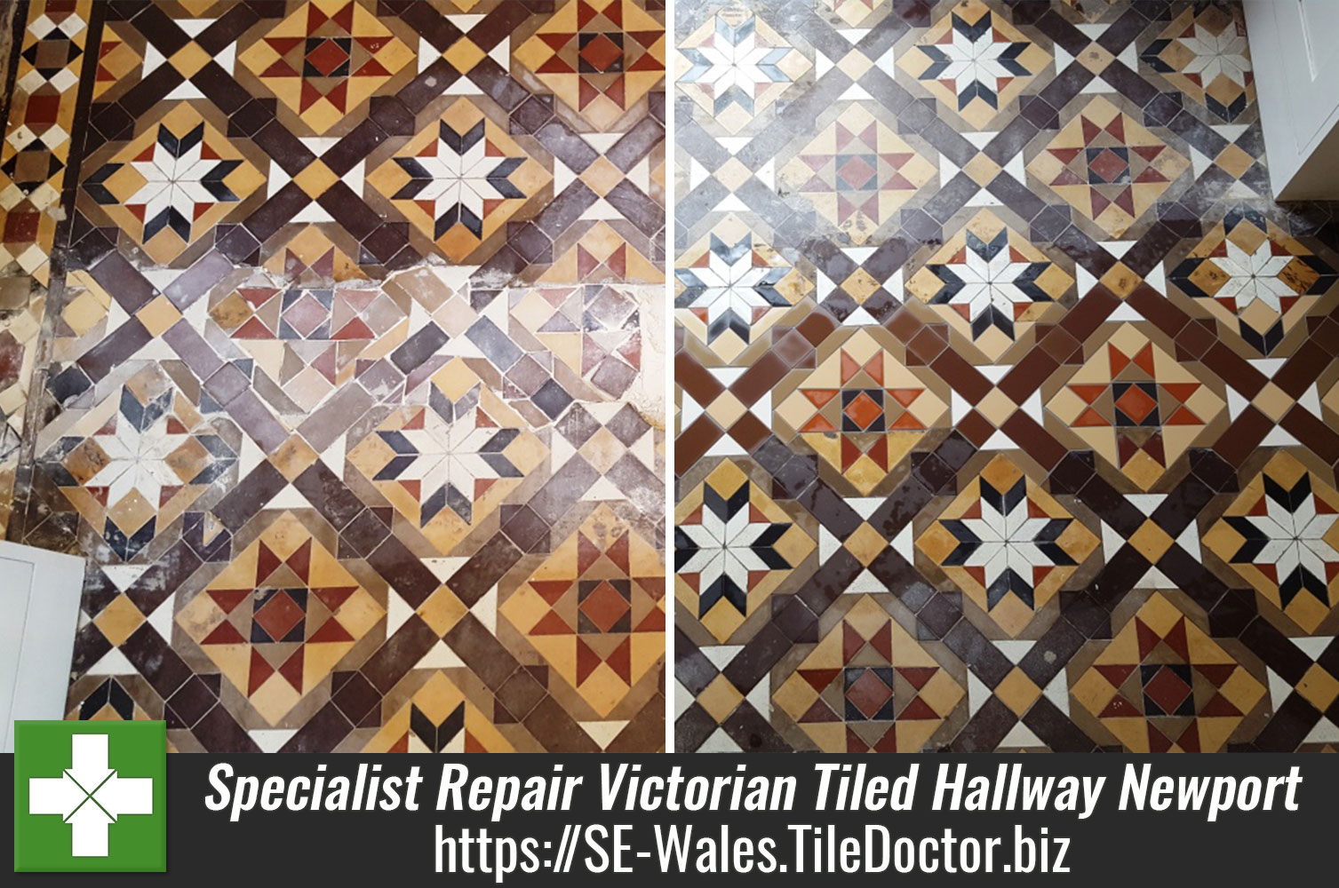 Specialist Repair of a Damaged Victorian Tiled Hallway in Newport