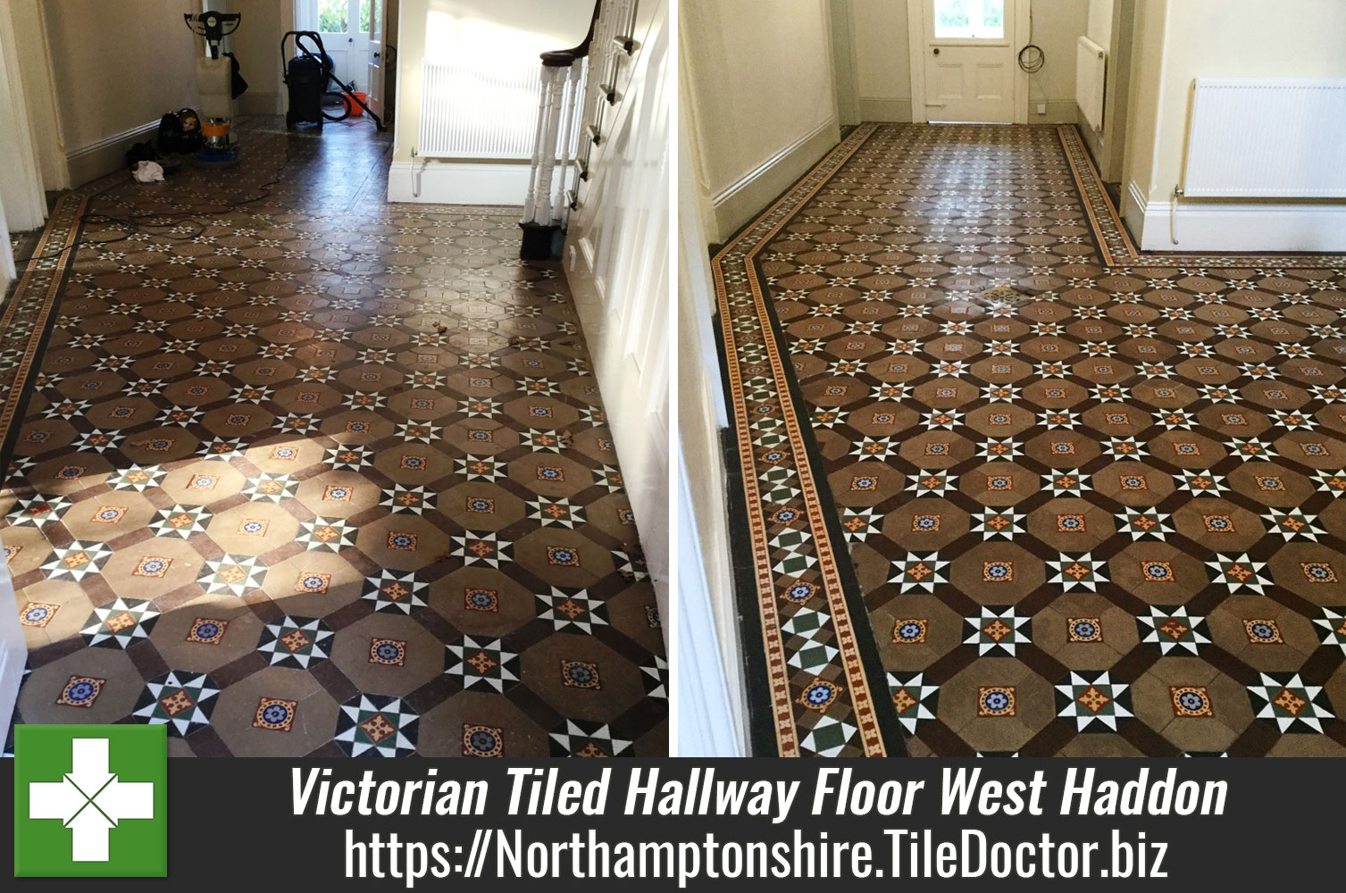Victorian Tiled Hallway Floor Deep Cleaned and Sealed in West Haddon