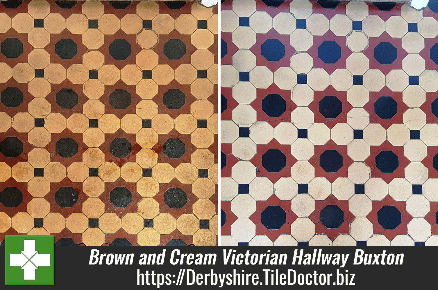 Brown and Cream Victorian Tiled Hallway Refreshed with a Deep Clean and Seal in Buxton