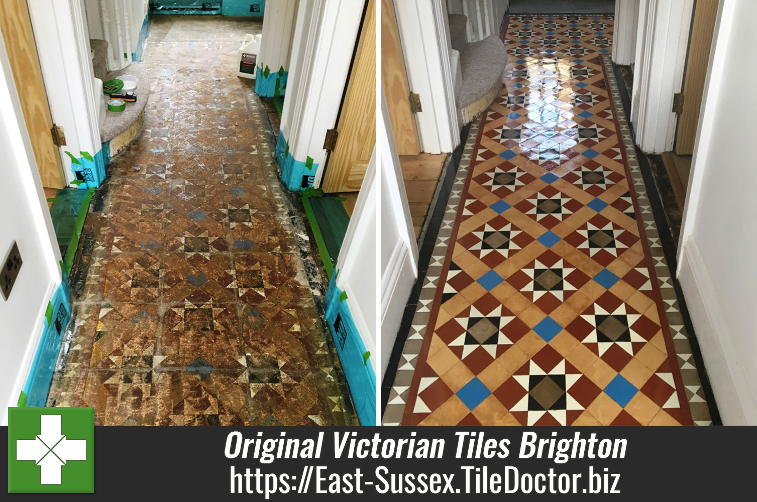 Original Victorian Tiles Restored to Top Condition in Brighton