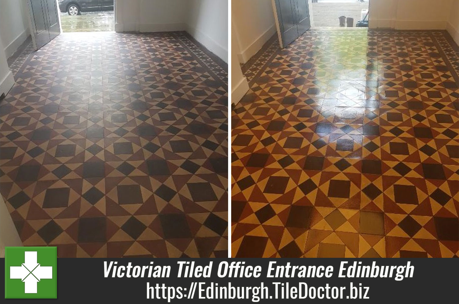 Victorian Tiled Office Entrance Cleaned and Sealed in Edinburgh City