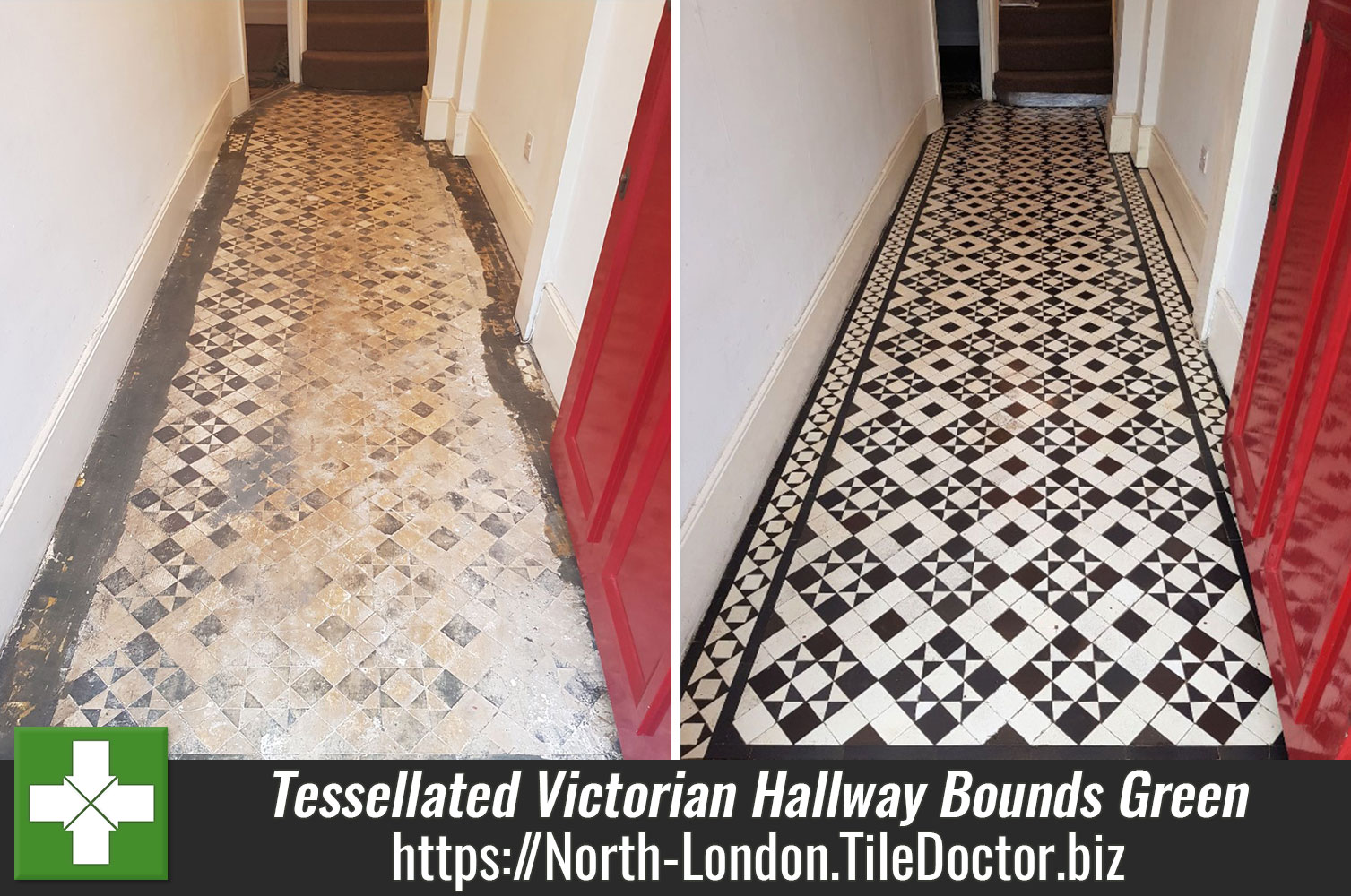 Tessellated Victorian Hallway Restoration in Bounds Green North London