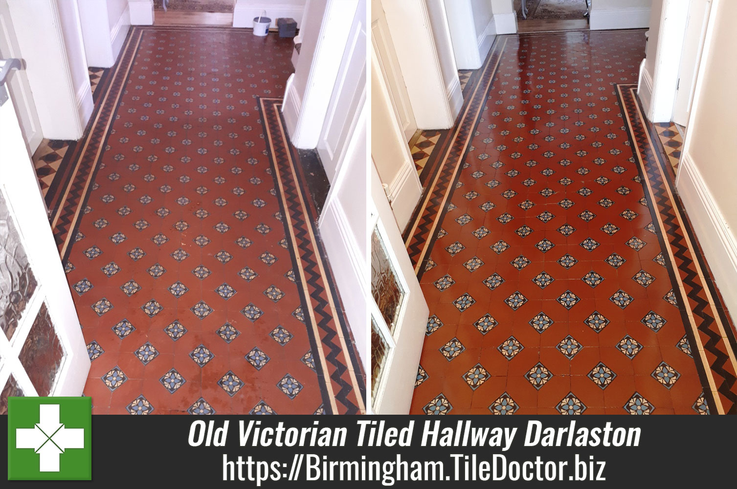 100 Year Old Victorian Tiled Hallway Restored in Darlaston