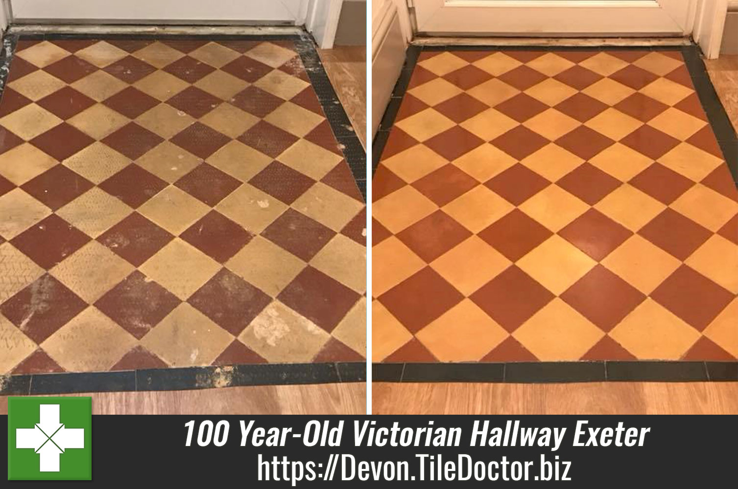 100 Year Old Victorian Hallway Tiles Renovated in Exeter