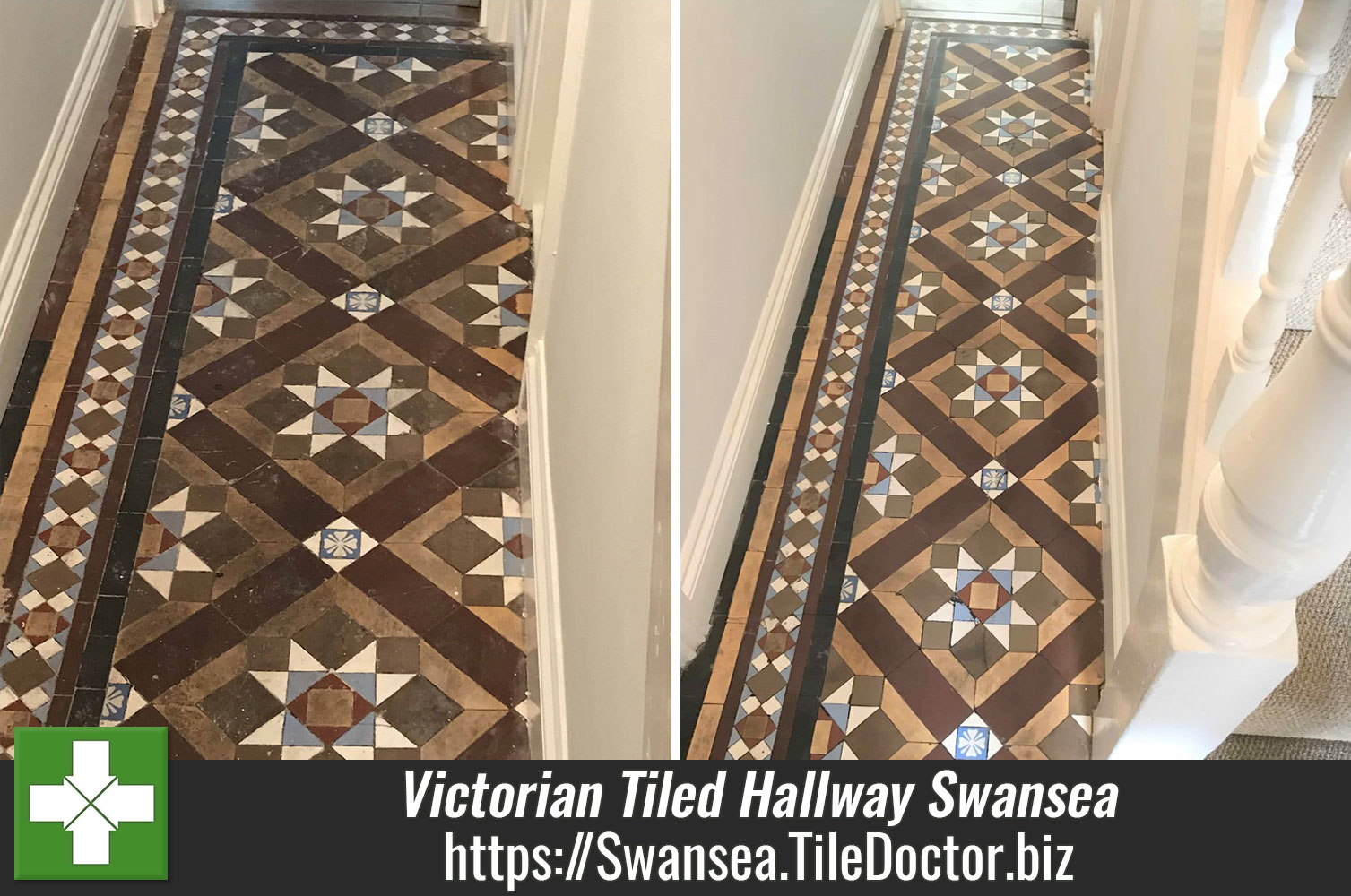 Victorian Tiled Hallway Floor Renovated in Swansea