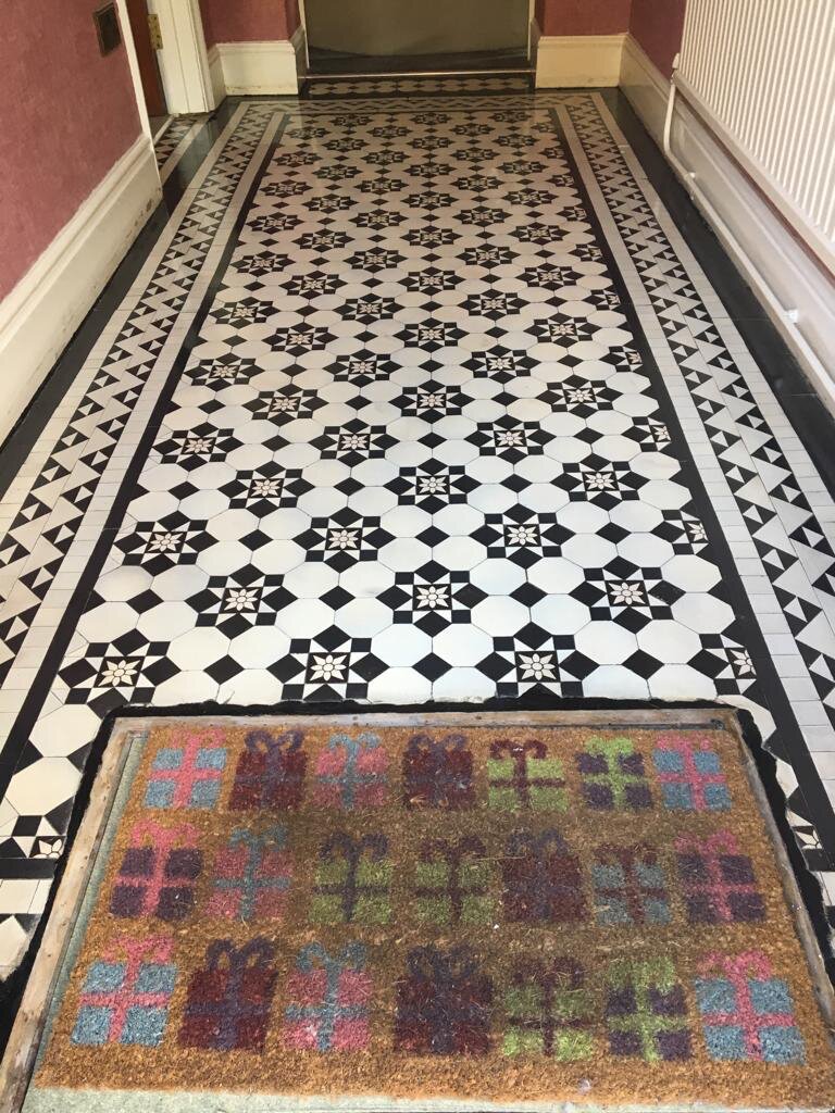 Victorian Tiled Hallway After Cleaning and Sealing Newport Gwent