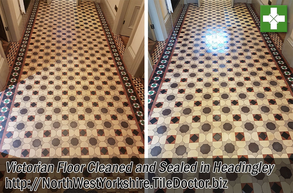 Victorian Tiled Hallway Floor Before After Cleaning Headingley