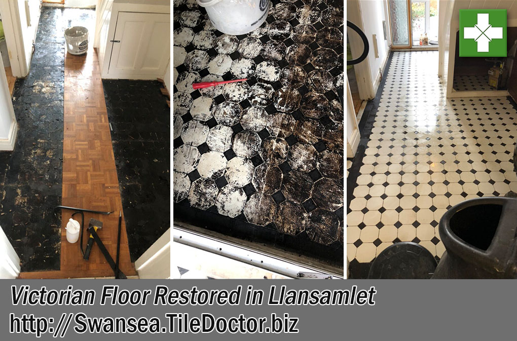 Parquet Covered Victorian Floor Before After Restoration Llansamlet