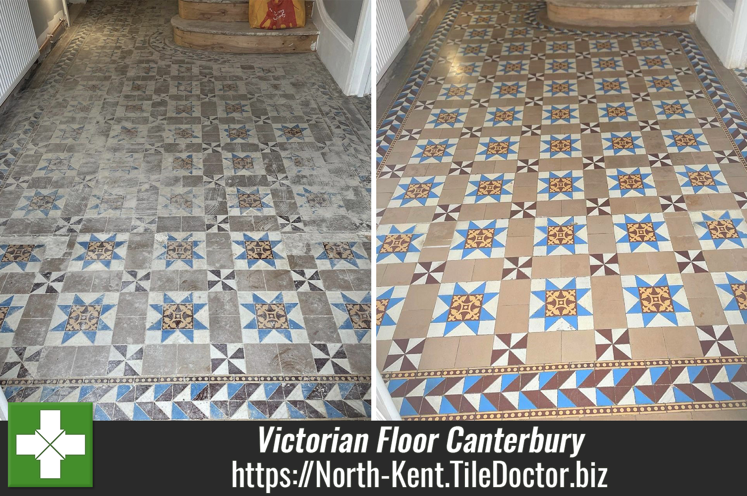 Victorian Hallway Floor Before After Restoration in Canterbury
