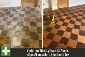 Red and Black Victorian Tiled Floor Renovated in Lytham St Annes Lancashire