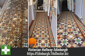 Victorian Tiled Floor Before After Restoration Edinburgh