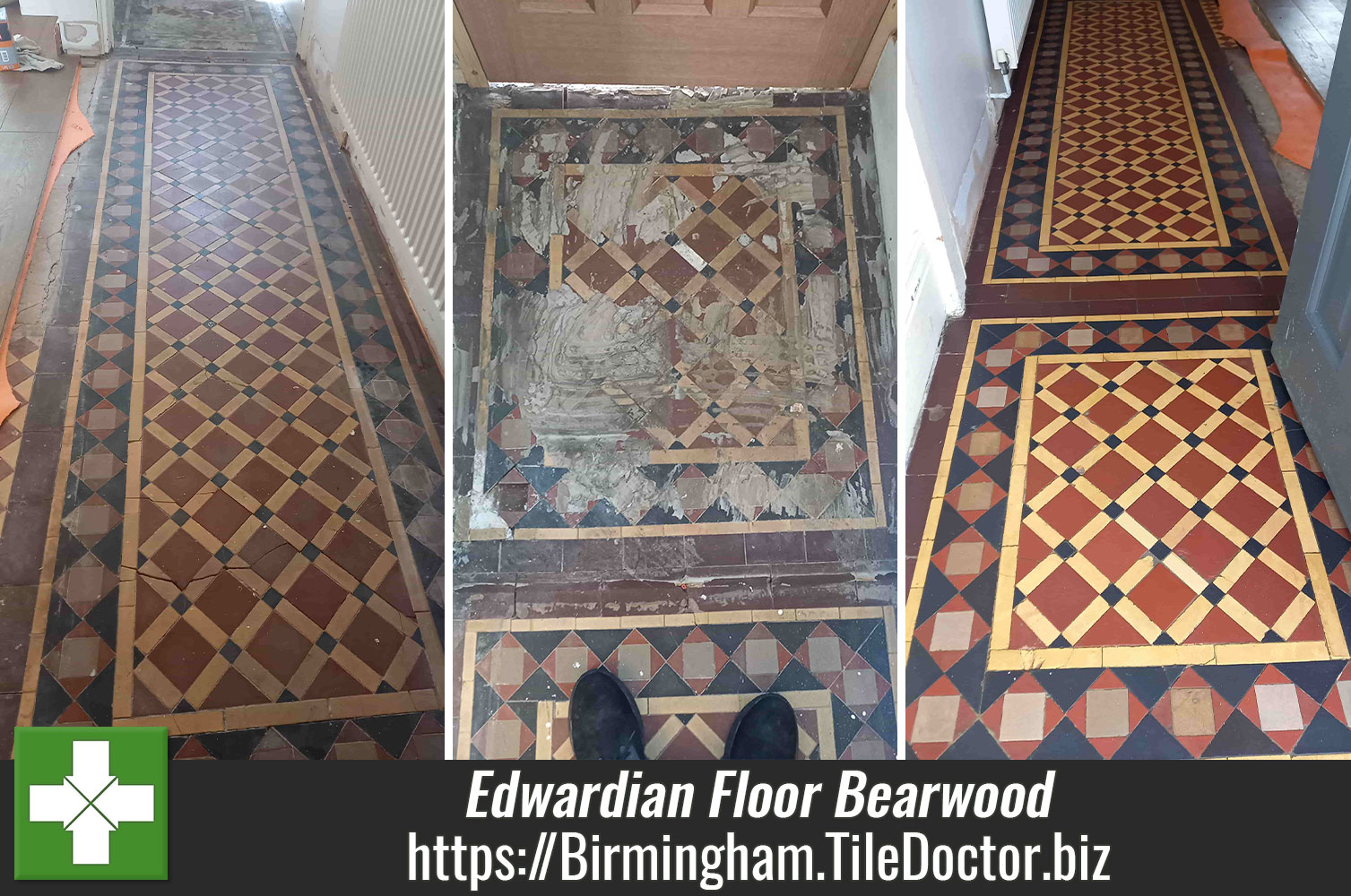 Edwardian Tiled Hallway Floor Restoration Bearwood