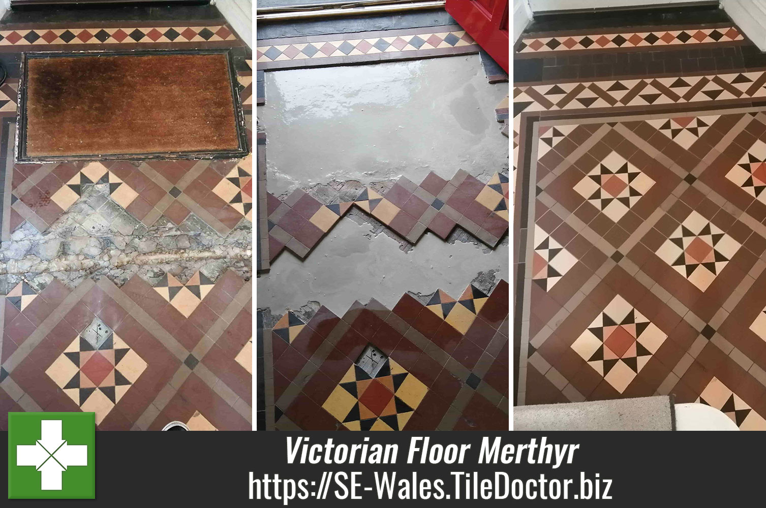 Victorian Tiled Hallway Floor Restoration Merthyr Tydfil
