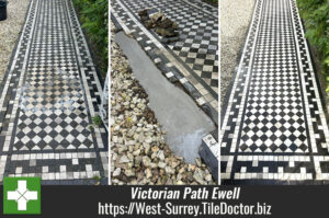 Victorian Black White Tiled Path Restoration Ewell