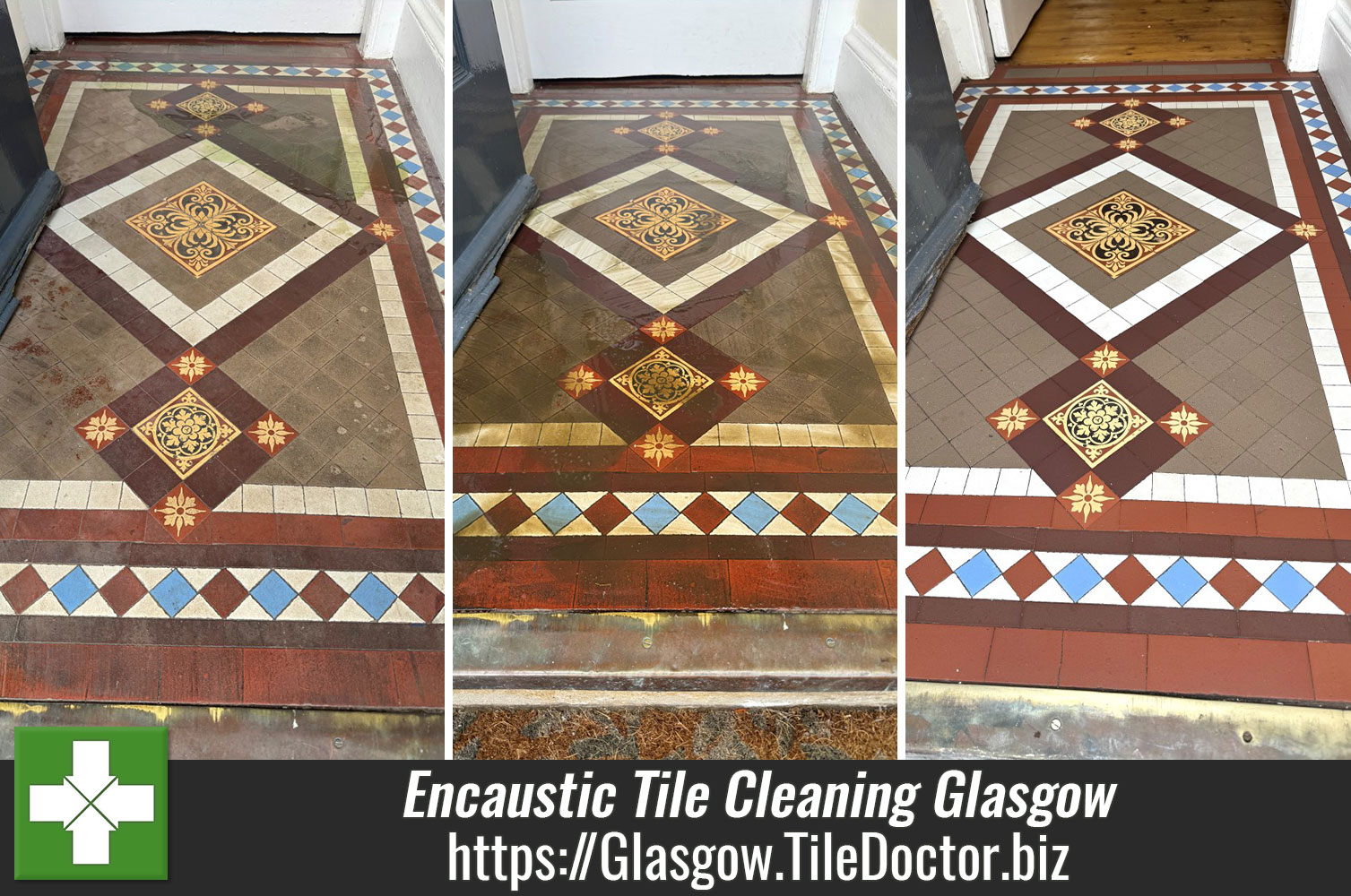 Geometric Encaustic Tiled Victorian Hallway Renovation Glasgow West End